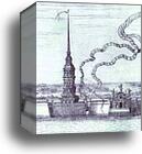 View of St. Petersburg. Detail: SS. Peter and Paul Fortress, Bell-Tower of SS. Peter and Paul Cathedral by Alexey Zubov, Canvas Print