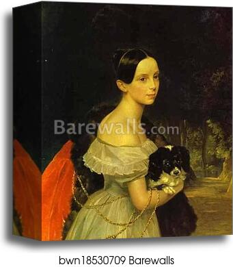 Portrait of U. M. Smirnova by Karl Brulloff, Canvas Print