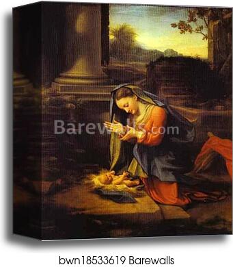 The Adoration of the Child by Correggio, Canvas Print