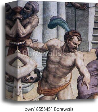 Martyrdom of St. Lawrence. Detail by Agnolo Bronzino, Canvas Print