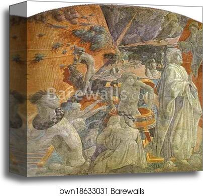 The Deluge. Detail. . Detail by Paolo Uccello, Canvas Print