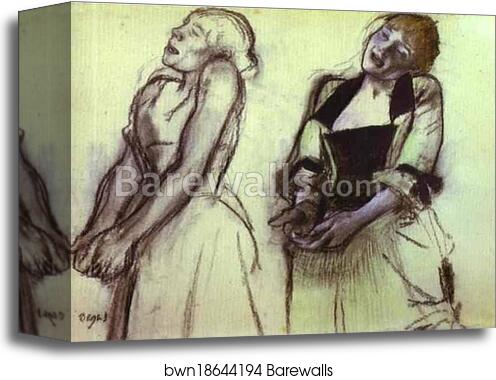 Two Studies of Cafe Concert Singers by Edgar Degas, Canvas Print