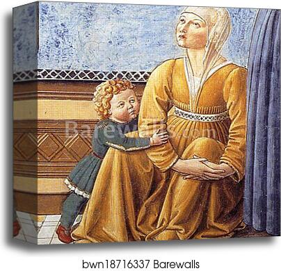 Death of St. Monica. Detail by Benozzo Gozzoli, Canvas Print