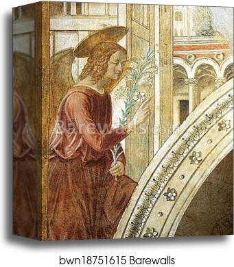 Tabernacle of the Visitation: Annunciation: the Archangel Gabriel by Benozzo Gozzoli, Canvas Print