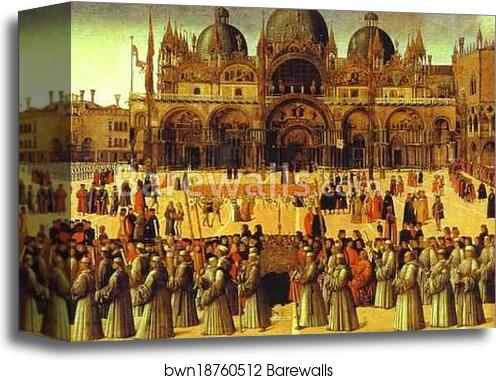 Procession in St. Mark's Square by Gentile Bellini, Canvas Print