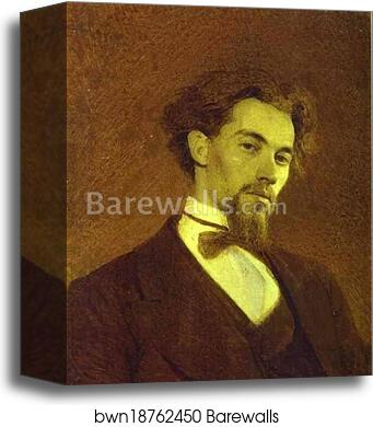 Portrait of the Artist Konstantin Savitsky by Ivan Kramskoy, Canvas Print