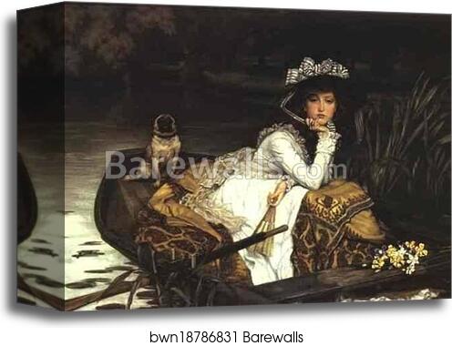 Young Lady in a Boat by Jacques Joseph Tissot (A.K.A. James Tissot), Canvas Print