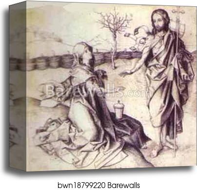 Christ and Mary Magdalene by Martin Schongauer, Canvas Print Christ and Mary Magdalene by Martin Schongauer, Canvas Print