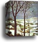 The Hunters in the Snow (January). Detail by Pieter Bruegel The Elder, Canvas Print
