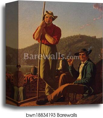 The Wood-Boat. Detail by George Caleb Bingham, Canvas Print
