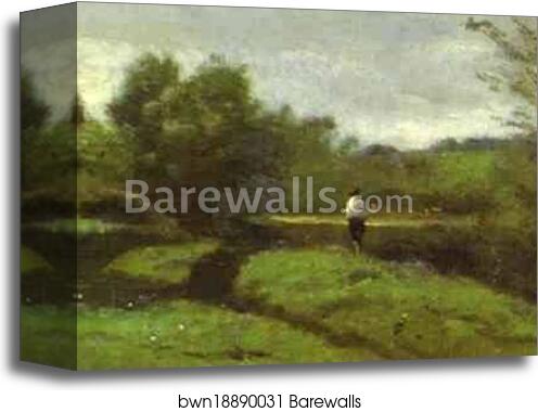 Landscape with a Boy in a White Shirt by Jean-Baptiste-Camille Corot, Canvas Print Landscape with a Boy in a White Shirt by Jean-Baptiste-Camille Corot, Canvas Print