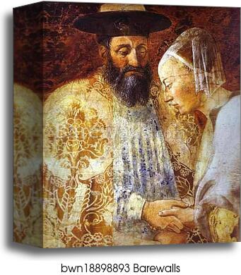 Legend of the True Cross: the Queen of Sheba Meeting with Solomon. Detail by Piero Della Francesca, Canvas Print