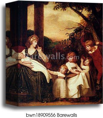 Portrait Of Charlotte Bosanquet With Her Five Elder Children by George Romney, Canvas Print