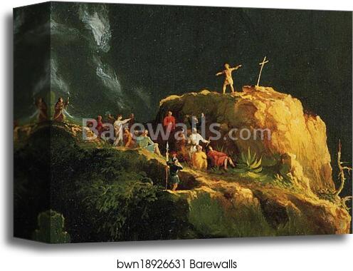 Landscape Composition: Saint John in the Wilderness. Detail by Thomas Cole, Canvas Print