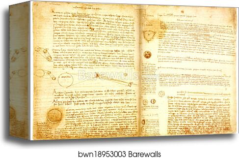 Codex Hammer (Leicester) seen with mirror. Hammer 2A – Fol.2r (left) and Fol.35v (right) by Leonardo Da Vinci, Canvas Print Codex Hammer (Leicester) seen with mirror. Hammer 2A – Fol.2r (left) and Fol.35v (right) by Leonardo Da Vinci, Canvas Print