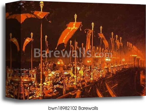 London Bridge on the Night of the Wedding of the Prince and Princess of Wales by William Holman Hunt, Canvas Print