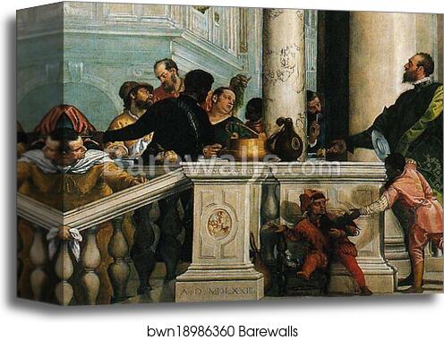 Feast in the House of Levi. Detail by Paolo Veronese, Canvas Print