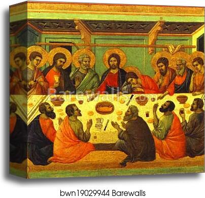 Maestà (back, central panel) The Last Supper by Duccio Di Buoninsegna, Canvas Print