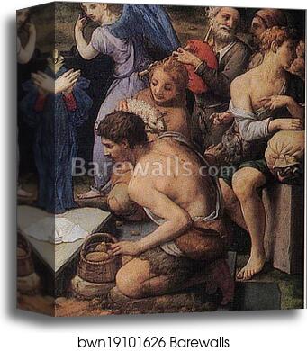 Adoration of the Shepherds. Detail by Agnolo Bronzino, Canvas Print