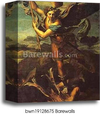 St. Michael and Satan by Raphael, Canvas Print