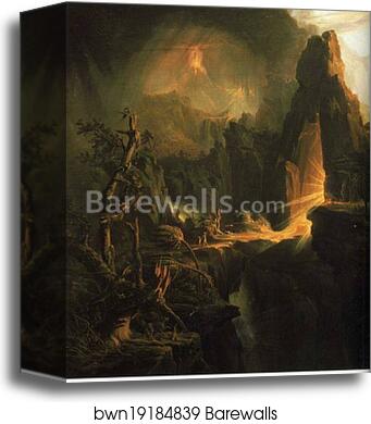 Expulsion from the Garden of Eden. Detail by Thomas Cole, Canvas Print