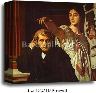 Luigi Cherubini and the Muse of Lyric Poetry by Jean-Auguste-Dominique Ingres, Canvas Print