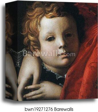 Lady in a Red Dress with a Fair-Haired Little Boy. Detail by Agnolo Bronzino, Canvas Print