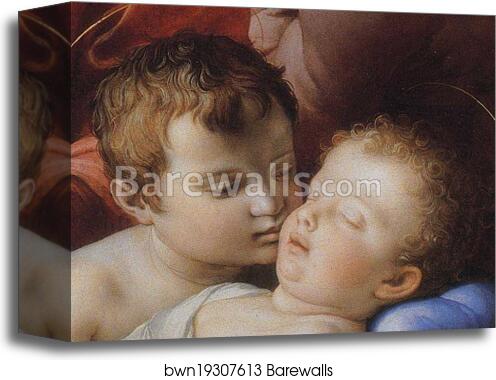 The Madonna and Child with the Infant St.John the Baptist, known as The Panciatichi Madonna. Detail by Agnolo Bronzino, Canvas Print
