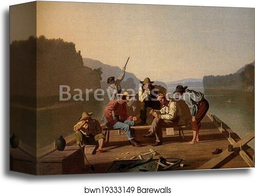 Raftsmen Playing Cards by George Caleb Bingham, Canvas Print