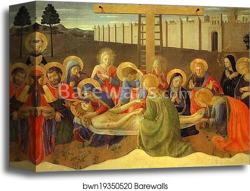 Lamentation over the Dead Christ by Fra Angelico, Canvas Print