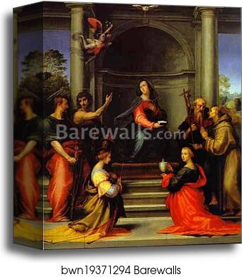 The Annunciation, with Saints Margaret, Mary Magdalen, Paul, John the Baptist, Jerome and Francis by Fra Bartolommeo, Canvas Print