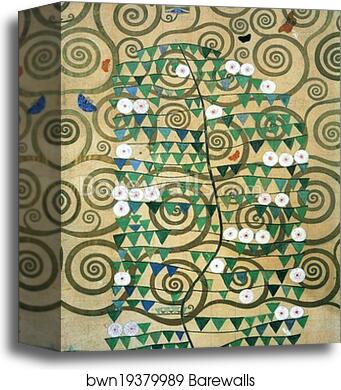Cartoon for the frieze in the Villa Stoclet in Brussels: right part of the Tree of Life by Gustav Klimt, Canvas Print