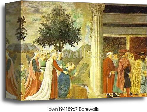 Legend of the True Cross: Adoration of the Wood and the Queen of Sheba Meeting with Solomon by Piero Della Francesca, Canvas Print
