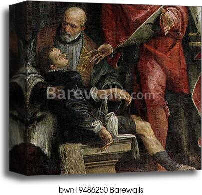Saint Pantaleon Healing a Child. Detail by Paolo Veronese, Canvas Print