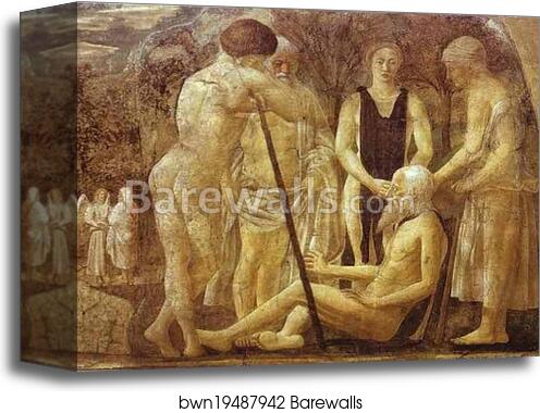 Legend of the True Cross: Death of Adam. Detail by Piero Della Francesca, Canvas Print