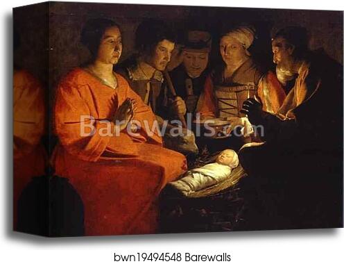 The Adoration of the Shepherds by Georges De La Tour, Canvas Print