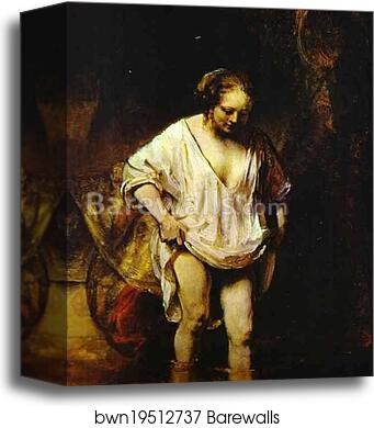 Hendrickje Bathing in a River by Rembrandt Harmenszoon Van Rijn, Canvas Print