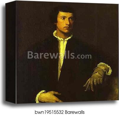 Man with a Glove by Titian, Canvas Print
