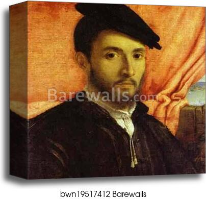 A Young Man by Lorenzo Lotto, Canvas Print