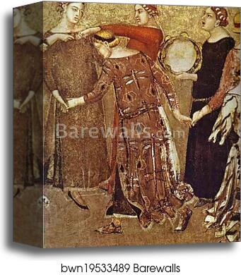 Allegory of Good Government: Effects of Good Government in the City. Detail by Ambrogio Lorenzetti, Canvas Print