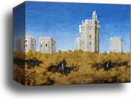 Les tr�s riches heures du Duc de Berry. December. Chateau de Vincennes. Detail by Limbourg Brothers, Canvas Print