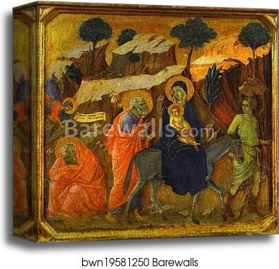 Maestà (front, predella) The Flight into Egypt by Duccio Di Buoninsegna, Canvas Print