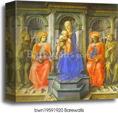Madonna Enthroned with Four Saints by Fra Filippo Lippi, Canvas Print