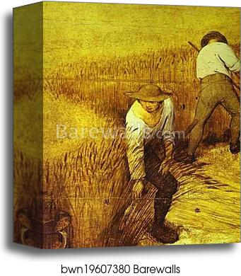The Corn Harvest (August). Detail by Pieter Bruegel The Elder, Canvas Print