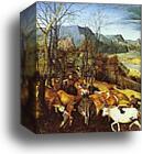 The Return of the Herd (November). Detail by Pieter Bruegel The Elder, Canvas Print