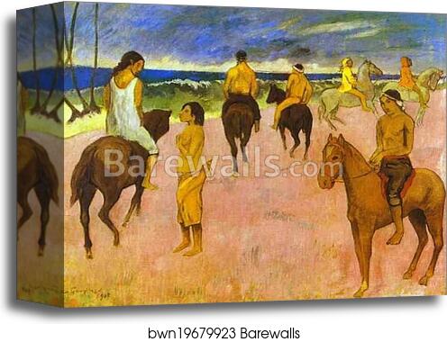 Horsemen on the Beach by Paul Gauguin, Canvas Print