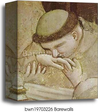 Death of St. Francis and Inspection of Stigmata. Detail by Giotto, Canvas Print