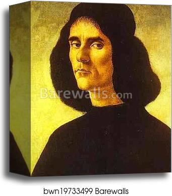 Portrait of a Man (Michele Marullo Tarcaniota?) by Alessandro Botticelli, Canvas Print
