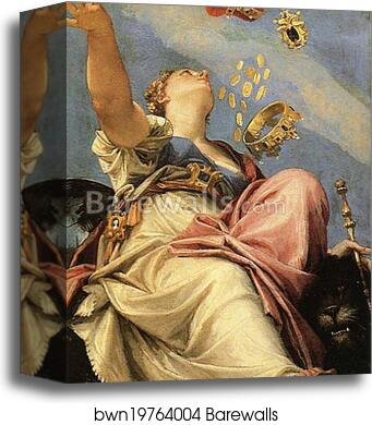 Juno Bestowing Her Gifts on Venice. Detail by Paolo Veronese, Canvas Print