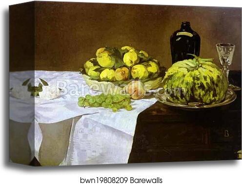 Still Life with Melon and Peaches by Edouard Manet, Canvas Print